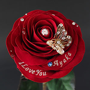 メッセージフラワー1本の赤バラ